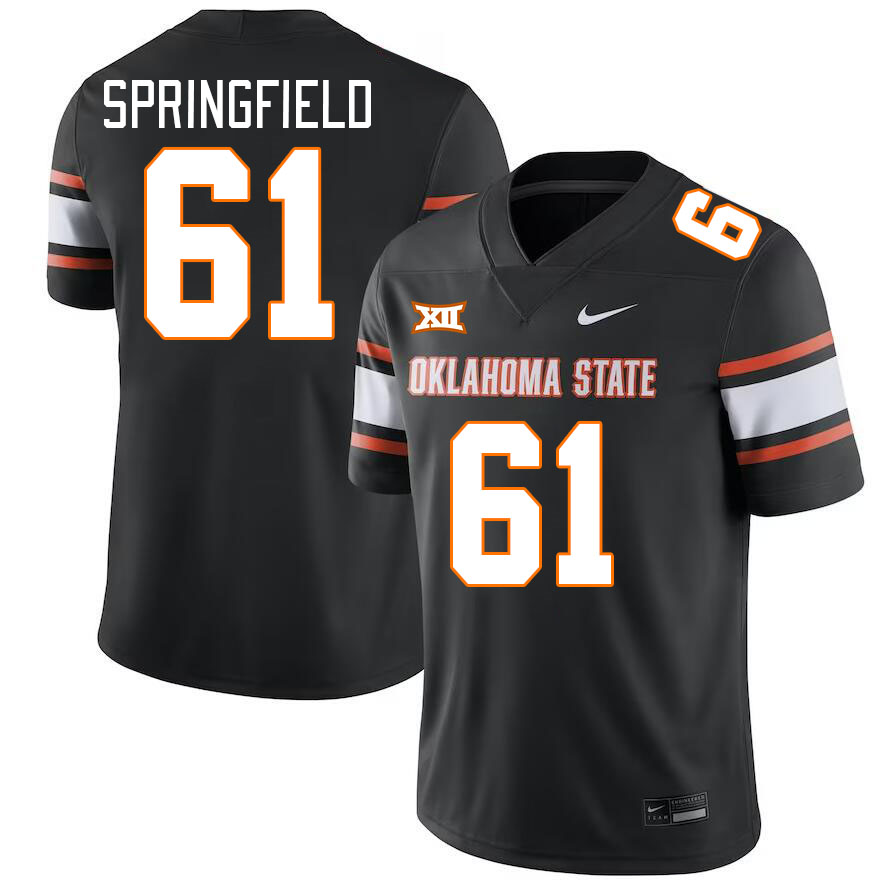 Oklahoma State Cowboys #61 Jake Springfield College Football Jerseys Stitched Sale-Black